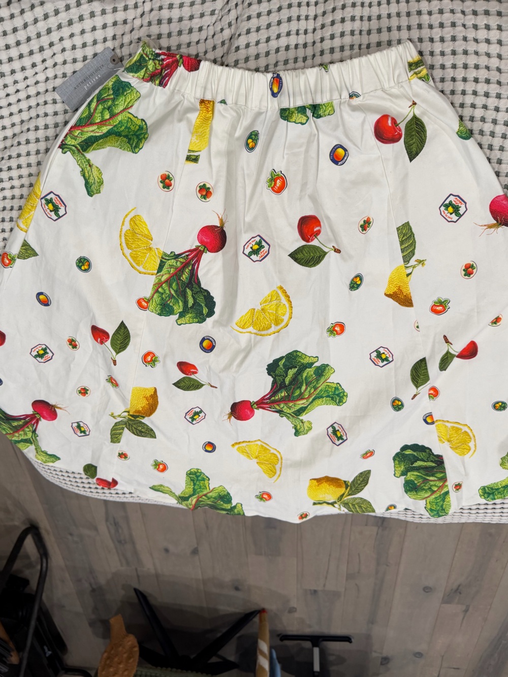Maeve White A-Line Skirt with Colorful Produce Print